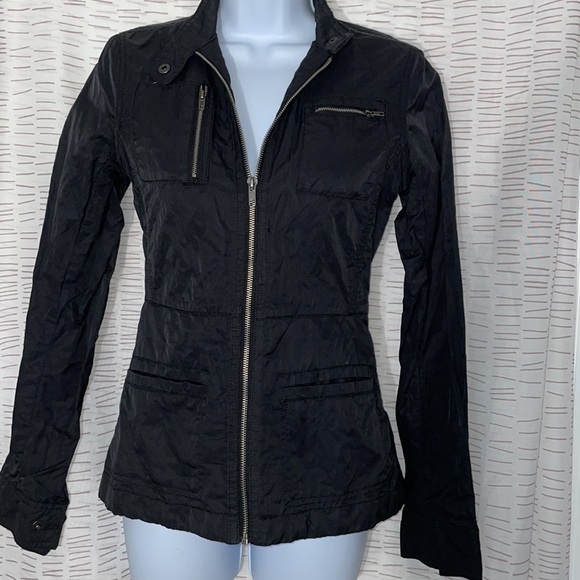 Converse black zip up moto jacket XS 4 pockets lightweight - Picture 2 of 10